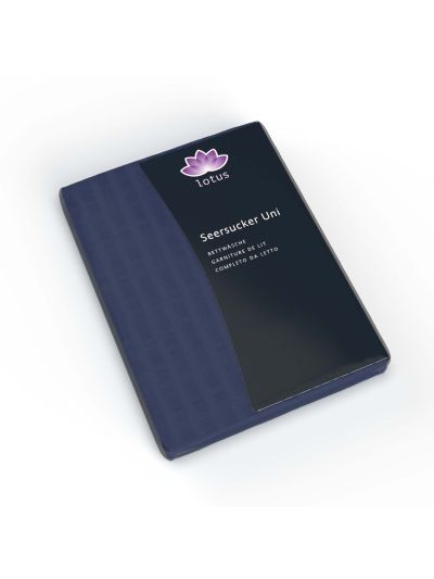 Lotus Bettw&auml;sche Satin Seersucker uni Nachtblau