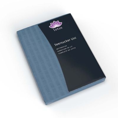 Lotus Bettwäsche Satin Seersucker uni Blau